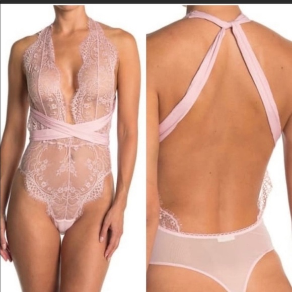 Free People Tops - Free People Lace Pink Bodysuit